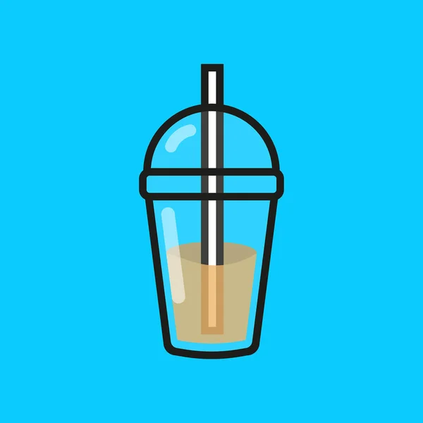 Vecteur de tasse jetable en plastique transparent vide avec couvercle pour boisson froide soda, thé glacé ou café, cocktail, milkshake, jus. Illustration en design plat — Image vectorielle