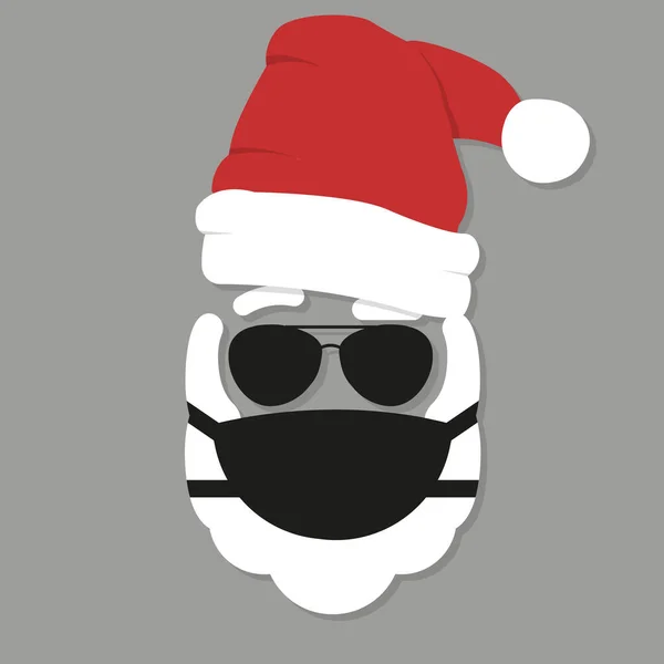 Der Weihnachtsmann mit Maske auf dem Gesicht. Vektorabbildung in flachem Design — Stockvektor