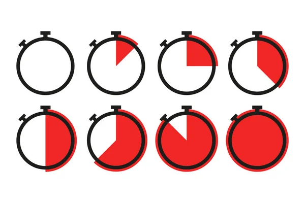 Σύνολο εικονιδίου Stopwatch. Διανυσματική απεικόνιση χρονομέτρου σε επίπεδη σχεδίαση — Διανυσματικό Αρχείο