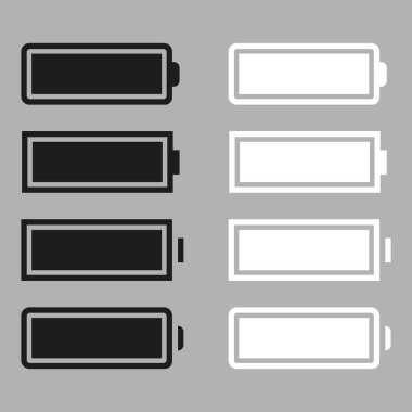 Batarya simgesi ayarlandı. Düz tasarımda vektör