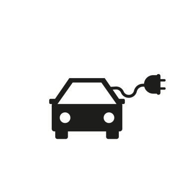 Elektrikli araba ikonu. Düz tasarımda vektör illüstrasyonu