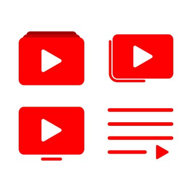 Video simgesi logosu. Düz tasarımda vektör illüstrasyonu