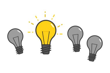 Fikir çizimi. Lamba ışığı. Düz tasarımda vektör