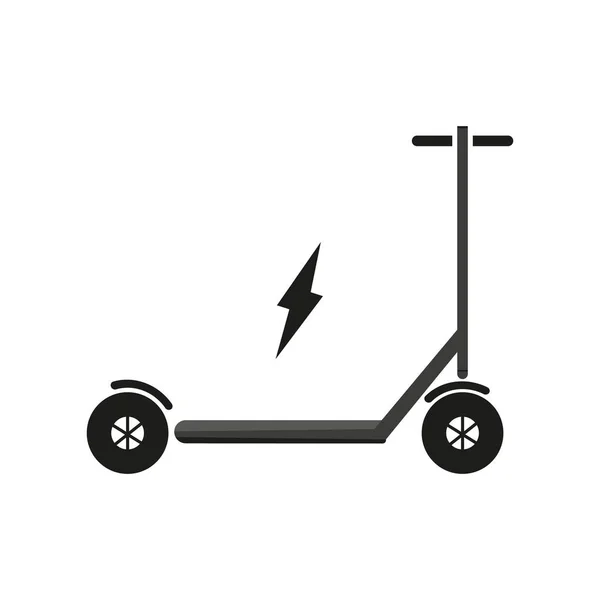 Elektrische Kick Scooter Zwart Gekleurde Illustratie Vector Plat Ontwerp — Stockvector