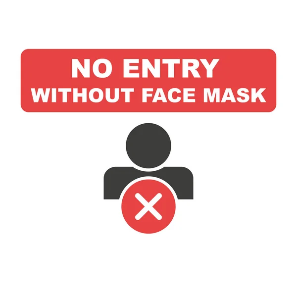 Ilustracja Zakaz Wejścia Bez Maski Twarz Wektor Konstrukcji Płaskiej — Wektor stockowy
