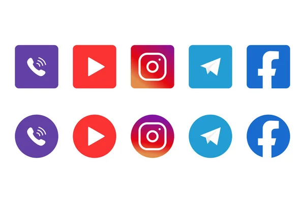 Vinnitsa Ucrânia 2021 Ícones Mídia Social Viber Youtube Instagram Telegram — Vetor de Stock
