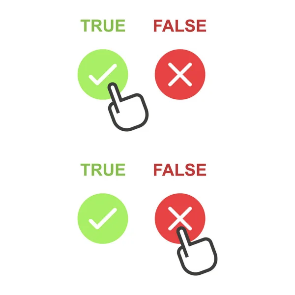 承認または拒否 承認または不承認 はいまたはいいえ 権利または間違っています フラットデザインのベクトルイラストアイコン — ストックベクタ