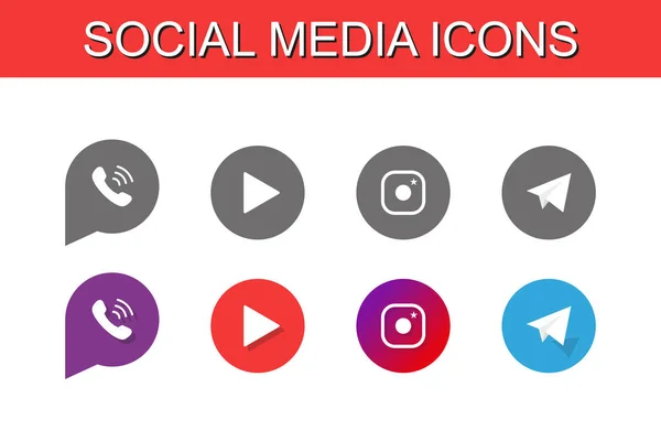 Iconos Redes Sociales Viber Youtube Instagram Telegram Facebook — Archivo Imágenes Vectoriales
