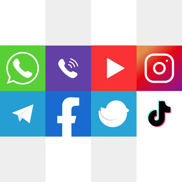 Vinnitsa Ucrânia 2021 Ícones Mídia Social Viber Youtube Instagram Telegram — Vetor de Stock