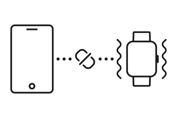 Smartphone Collegato Orologio Intelligente Illustrazione Icona Vettoriale — Vettoriale Stock
