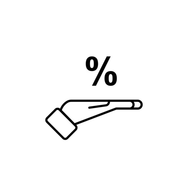 Porcentaje Icono Mano Vector Diseño Plano — Vector de stock