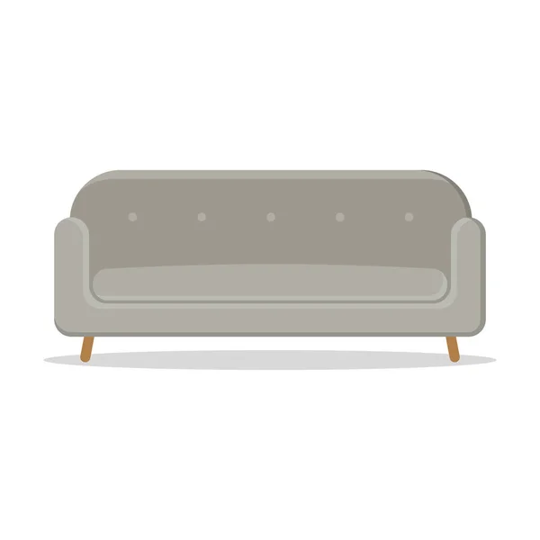 Sofa Grey Colored Vector Flat Design — Stock Vector