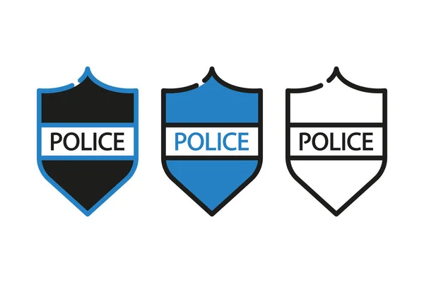 一套警察标志 盾牌图标 平面设计中的矢量图 — 图库矢量图片