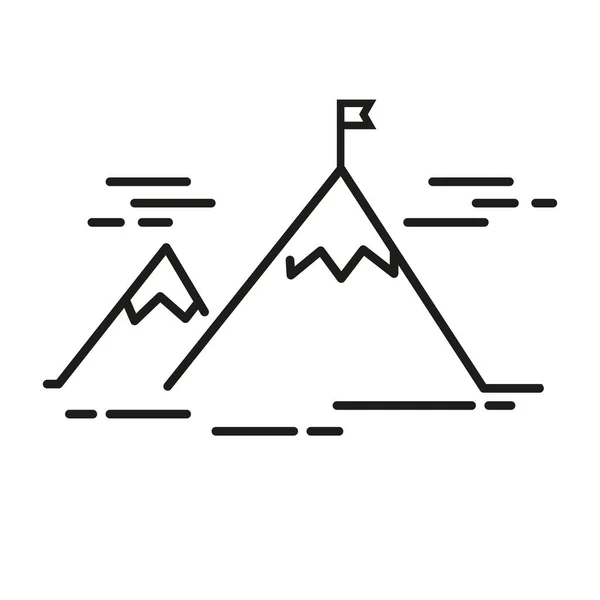 Montaña Con Bandera Icono Nube Ilustración Vectorial — Vector de stock