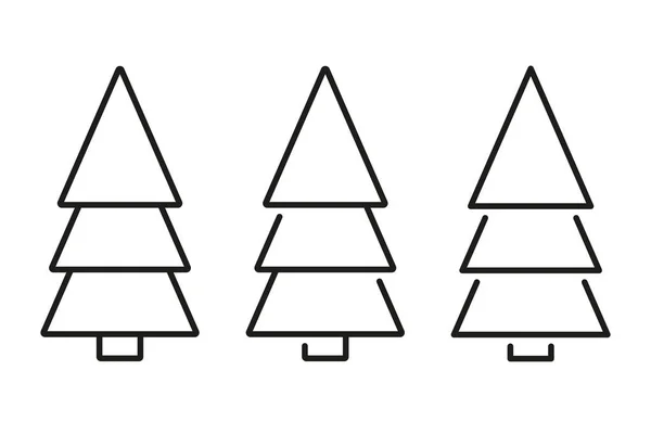 Set Icone Della Linea Degli Alberi Natale Illustrazione Vettoriale — Vettoriale Stock