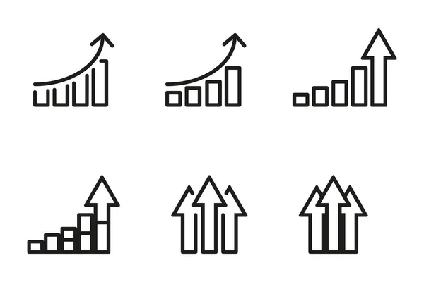 Set Van Statistieken Lijn Groei Pictogrammen Vectorillustratie — Stockvector