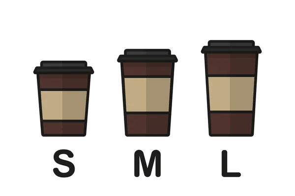 Kahve Fincanı Boyutları Vektör Çizimi Düz Tasarım — Stok Vektör