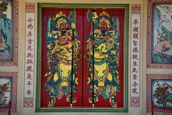 Chinese Guardians on temple door, 7 December 2014, Udon-Thani , — Stock Photo, Image