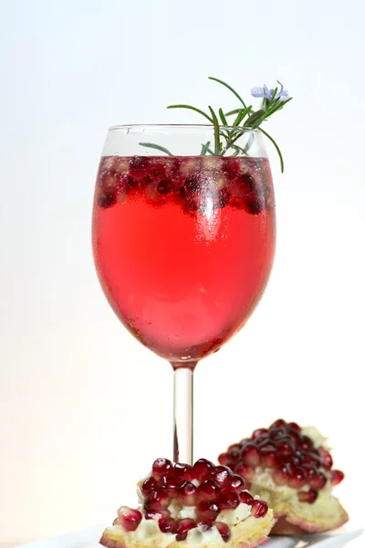 Fresh pomegranate prosecco cocktail summer drink — Stock Photo, Image