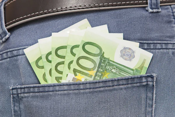 Euro i Jeans ficka — Stockfoto