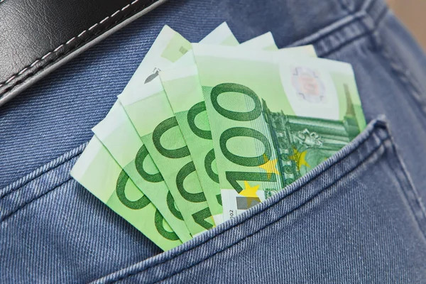 Euro i Jeans ficka — Stockfoto