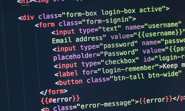 HTML-code op computerscherm — Stockfoto