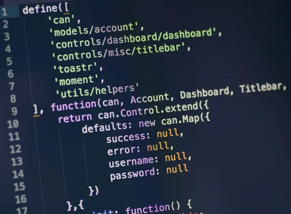 JavaScript-code op computerscherm — Stockfoto