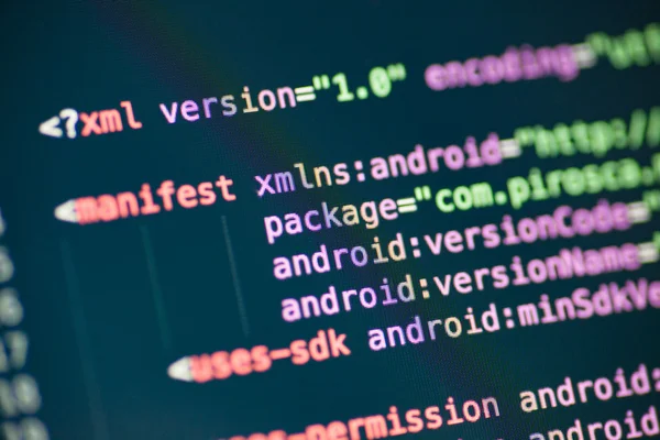 XML kod satırı bir ekranda