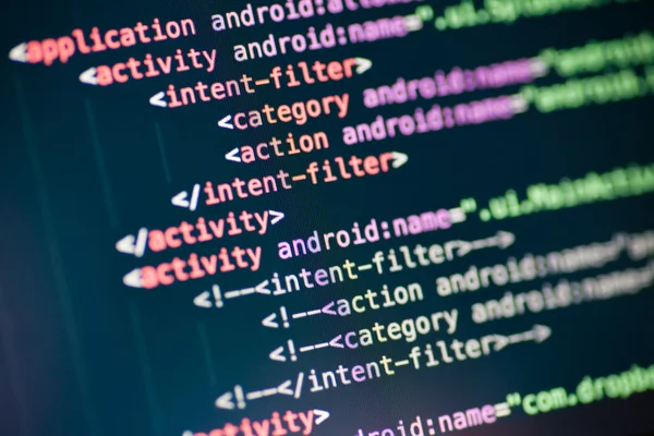XML kod satırı bir ekranda