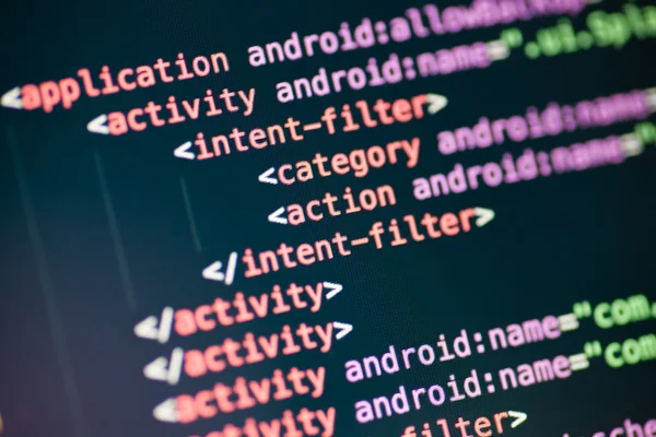 XML kod satırı bir ekranda