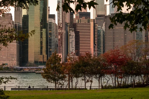 ニューヨーク市 アメリカ 11月4 2020 ブルックリン橋公園の美しい葉の色ニューヨーク ストックフォト