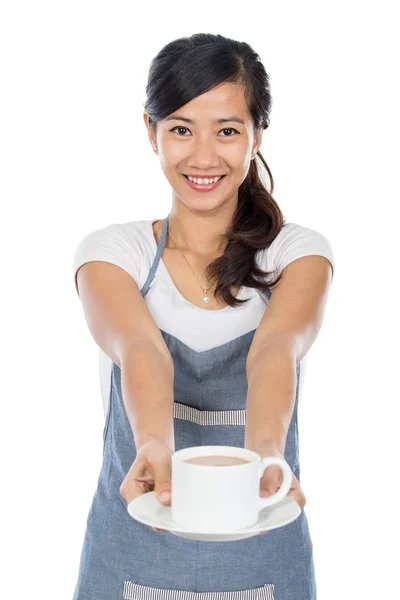 Waitress serving coffee — Stock Photo, Image
