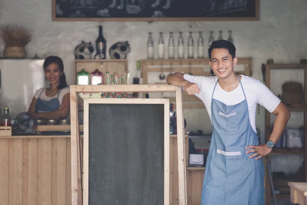 Happy cafe proprietários — Fotografia de Stock