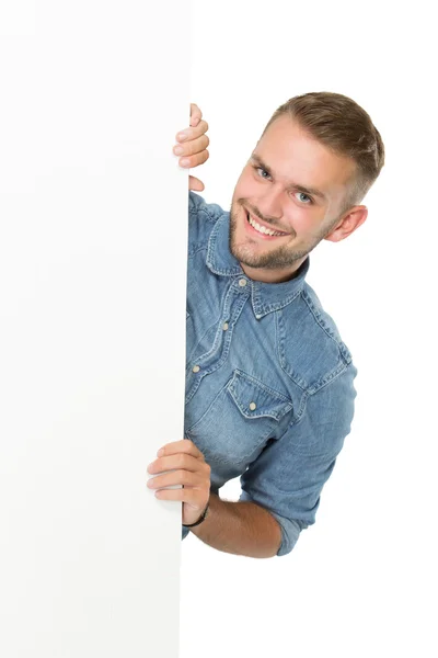 Man displaying banner — Stock Photo, Image