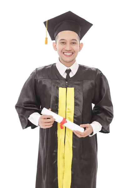 Graduation man holding diploma — Stock Photo, Image