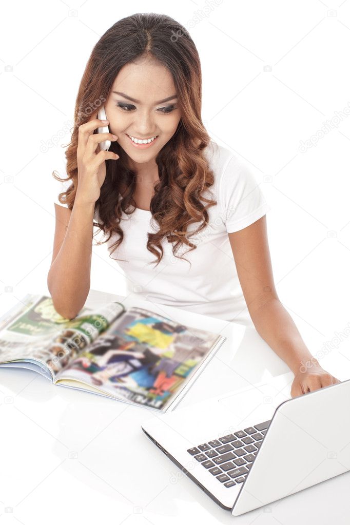 woman talking on phone