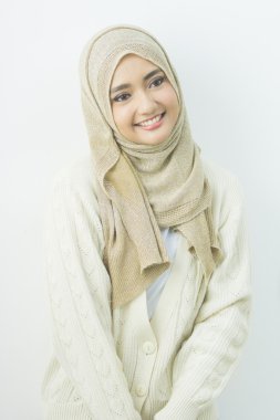 muslim woman in head scarf smile clipart