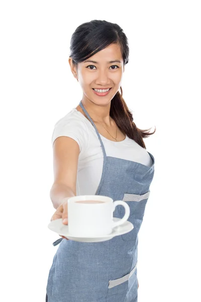 Waitress serving coffee — Stock Photo, Image