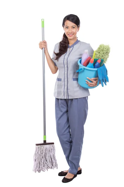 Limpieza criada mujer sonriendo —  Fotos de Stock