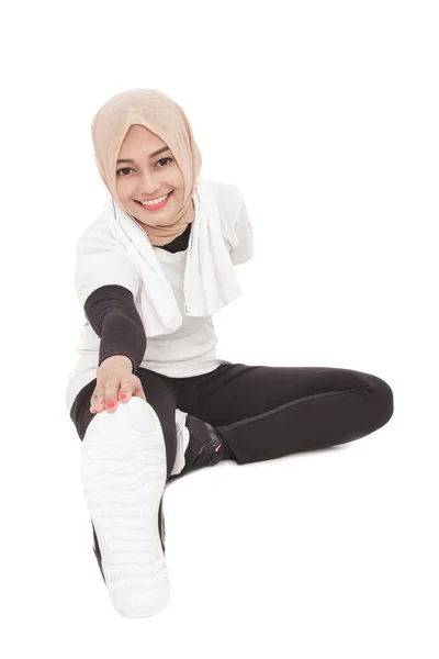 Woman warming up before workout — Stock Photo, Image