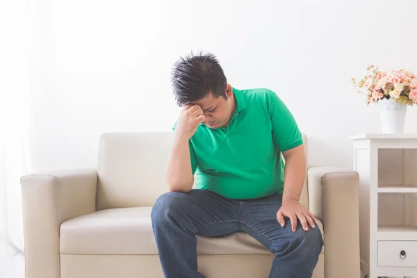 Obese man thinking about his weight problem — Stock Photo, Image