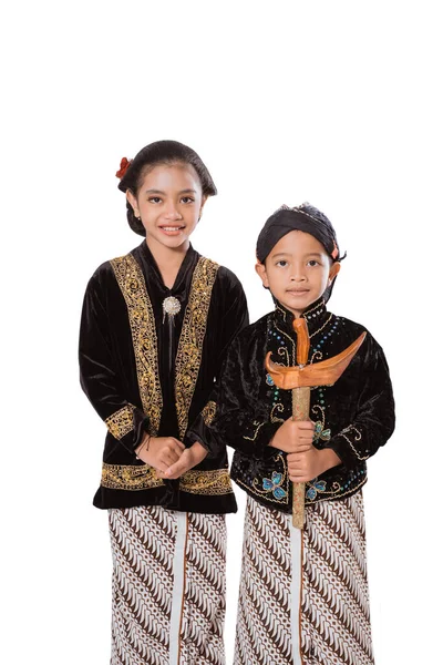 Happy portrait of two adorable brothers and sisters. — Stock Photo, Image