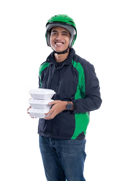 Male uber driver with food delivery — Stock Photo, Image