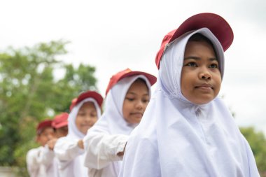 ceremonial flag raising in indonesia