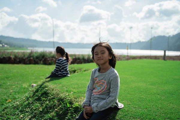 Portrait little girl enjoying — Stock Photo, Image