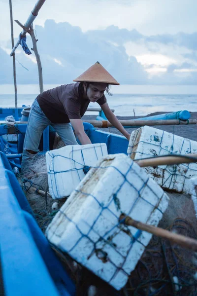 Portrait of a young male fisherman — Stock Photo, Image