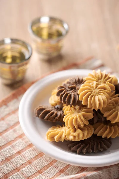 Kue Sagu Keju, Kue Tambang e Kue Semprit. Lebaran Idul Fitri eid mubarak — Foto Stock