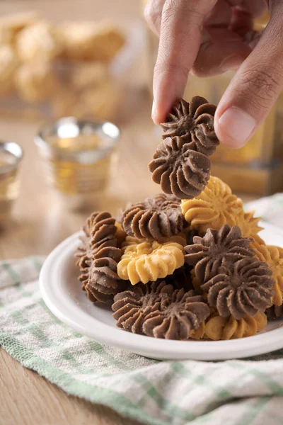 Islamic cookies biscuit for eid mubarak tradition — Stock Photo, Image