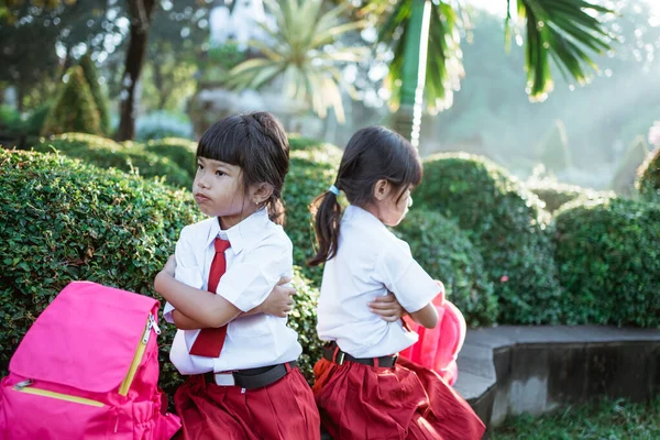 Estudiante de primaria lucha odiándose mutuamente. — Foto de Stock