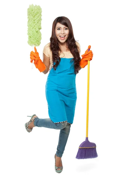 Happy women excited during cleaning — Stock Photo, Image